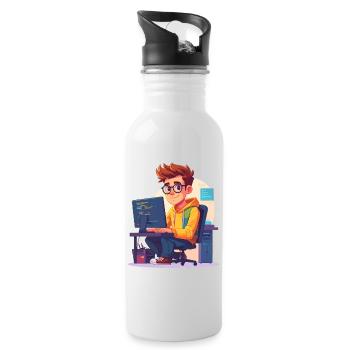 Programmierer oder Nerd - Trinkflasche mit integriertem Trinkhalm - Weiß - Rechts