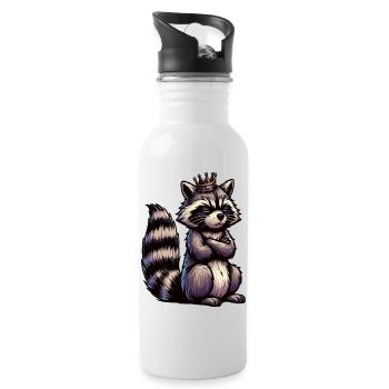 raton laveur, raton laveur, animal des bois, drôle de raton laveur - Gourde avec paille intégrée - blanc - Droite