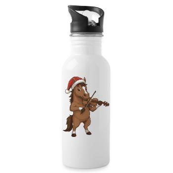 Le cheval de Noël jouant du violon - Gourde avec paille intégrée - blanc - Droite