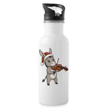 Weihnachtsesel-Maultier spielt Geigenkunst - Trinkflasche mit integriertem Trinkhalm - Weiß - Rechts
