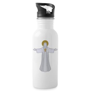 Offene Arme Saint Halo Jesus Gott - Trinkflasche mit integriertem Trinkhalm - Weiß - Rechts