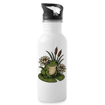 Frog at the water lily pond - Water bottle with straw - white - Right