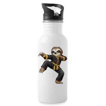 Sloth Martial Arts Kung Fu Chinese Tradition - Water bottle with straw - white - Right