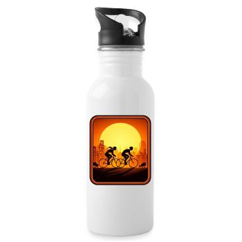 cyclists sunset - Trinkflasche mit integriertem Trinkhalm - Weiß - Rechts