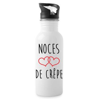 crepe wedding anniversary, 39 years of marriage - Water bottle with straw - white - Right