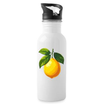 Zitrone - Trinkflasche mit integriertem Trinkhalm - Weiß - Rechts