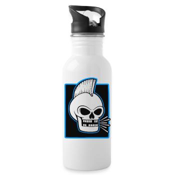 Skull Mohawk Punk Graphic - Water bottle with straw - white - Right
