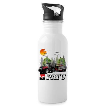Tracteur machine forestier de Patu - Gourde avec paille intégrée - blanc - Droite