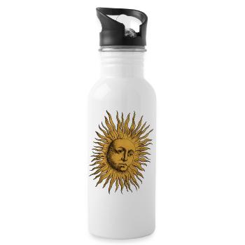 Goldene Sonnengestalt - Trinkflasche mit integriertem Trinkhalm - Weiß - Rechts