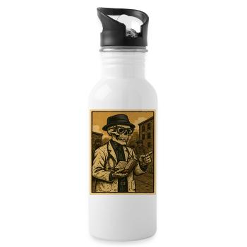 Skeleton doctor with book in retro style - Water bottle with straw - white - Right