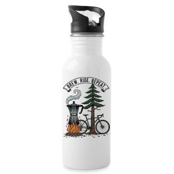 Gravure sur bois de moto Moka Brew Ride Repeat - Gourde avec paille intégrée - blanc - Droite