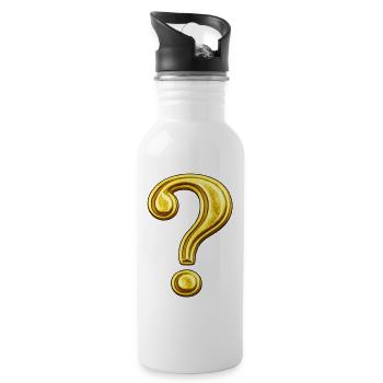 Golden Question Mark Design - Water bottle with straw - white - Right