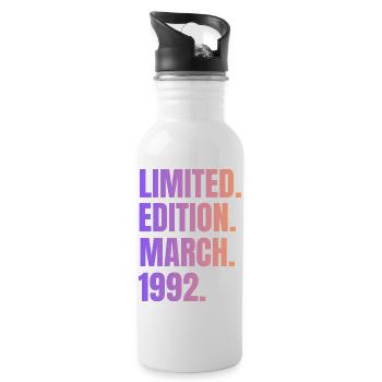 Geburtstag März 1992 Vintage - Trinkflasche mit integriertem Trinkhalm - Weiß - Rechts