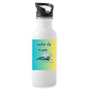 Teal_Illustrated_Wave - Gourde avec paille intégrée - blanc - Droite