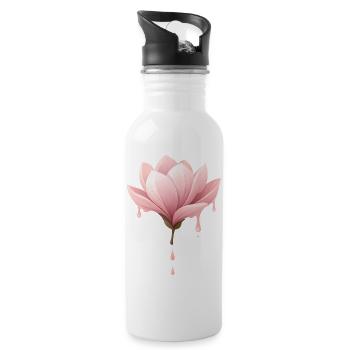 Illustration de la fleur de magnolia Fleur qui goutte - Gourde avec paille intégrée - blanc - Droite