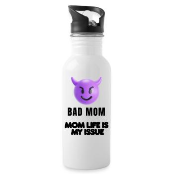 Mom Mood Shirt - Water bottle with straw - white - Right