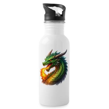 Dragon cracheur de feu - Gourde avec paille intégrée - blanc - Droite