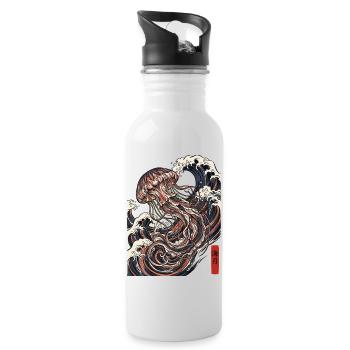 Jellyfish Japanese Ocean - Water bottle with straw - white - Right