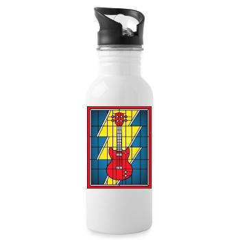 Buntglas-E-Gitarre - Trinkflasche mit integriertem Trinkhalm - Weiß - Rechts