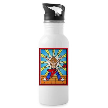 Buntglas-Rockgitarrist - Trinkflasche mit integriertem Trinkhalm - Weiß - Rechts