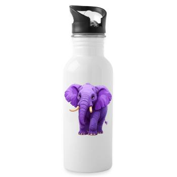 éléphant violet - Gourde avec paille intégrée - blanc - Droite