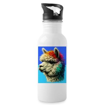 Alpaka - Trinkflasche mit integriertem Trinkhalm - Weiß - Rechts