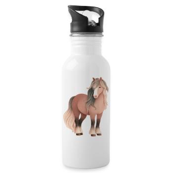 Pferd - Trinkflasche mit integriertem Trinkhalm - Weiß - Rechts