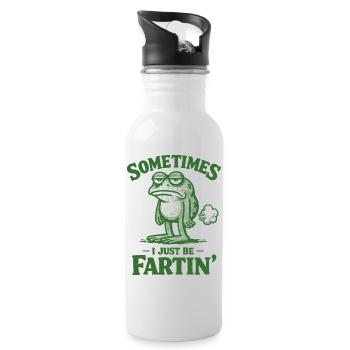 Sometimes I'm just a farting frog. - Water bottle with straw - white - Right