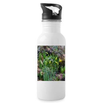 EG Blumen I Osterglocke I Geschenk I Frühling  - Trinkflasche mit integriertem Trinkhalm - Weiß - Rechts