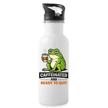 Koffeinhaltiger Frosch: Bereit aufzuhören - Trinkflasche mit integriertem Trinkhalm - Weiß - Rechts