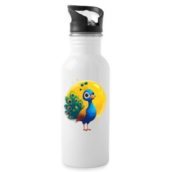 Peacock - Water bottle with straw - white - Right