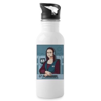 Mona Lisa Support Mitarbeiter Humor - Trinkflasche mit integriertem Trinkhalm - Weiß - Rechts