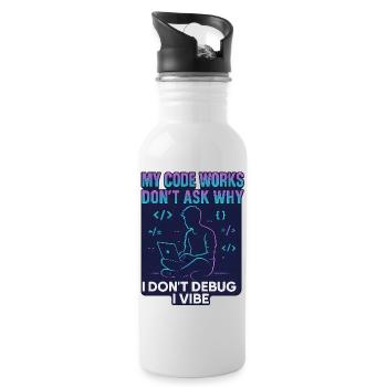 My Code Works Don't Ask Why – Lustiges Programmier - Trinkflasche mit integriertem Trinkhalm - Weiß - Rechts