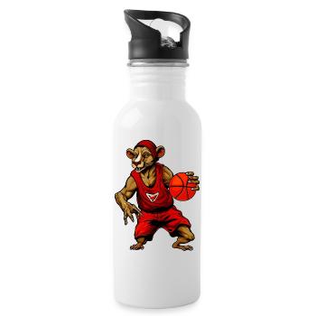 Basketball Ratte - Trinkflasche mit integriertem Trinkhalm - Weiß - Rechts