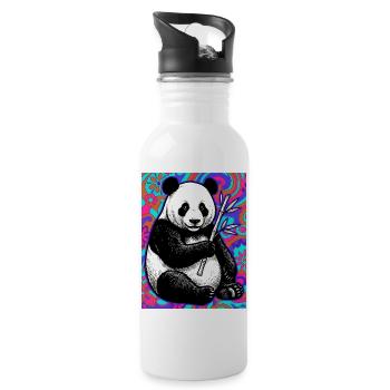 Panda - Trinkflasche mit integriertem Trinkhalm - Weiß - Rechts