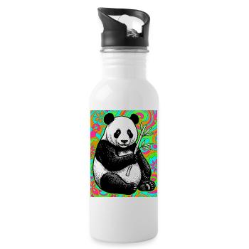 Panda - Trinkflasche mit integriertem Trinkhalm - Weiß - Rechts
