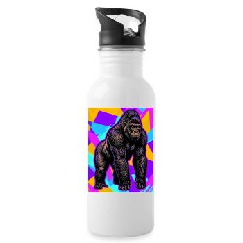Gorilla - Trinkflasche mit integriertem Trinkhalm - Weiß - Rechts