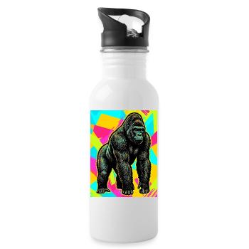 gorilla - Water bottle with straw - white - Right