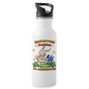 Siggi und der Zauberwald - Forscher in Ausbildung - Trinkflasche mit integriertem Trinkhalm - Weiß - Rechts