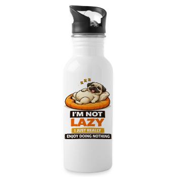 Pas paresseux, juste un petit carlin qui ne profite de rien. - Gourde avec paille intégrée - blanc - Droite