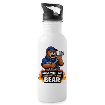 Bärenmechanik: Spiel mit mir, Bär - Trinkflasche mit integriertem Trinkhalm - Weiß - Rechts
