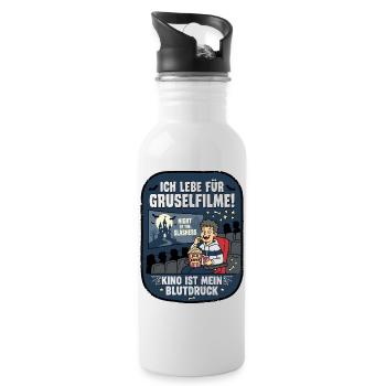 Ich lebe für Gruselfilme Humor - Trinkflasche mit integriertem Trinkhalm - Weiß - Rechts
