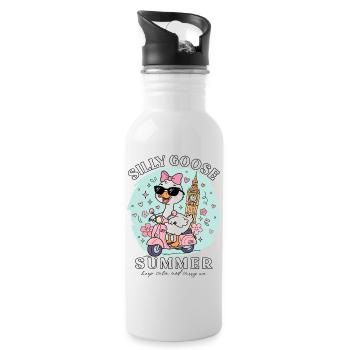 Lustiges Silly Goose Summer England London Reise - Trinkflasche mit integriertem Trinkhalm - Weiß - Rechts