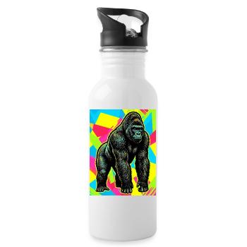 gorilla - Water bottle with straw - white - Right