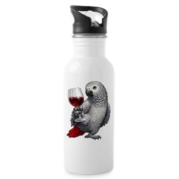 African grey parrot wine glass - Water bottle with straw - white - Right