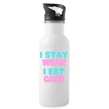 I STAY WEAK I EAT CAKE - Cake Motto - Water bottle with straw - white - Right