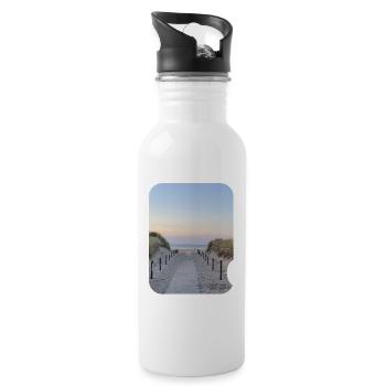 Dune path by the sea sunset - Water bottle with straw - white - Right