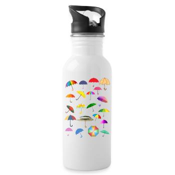 A pile full of colorful umbrellas - Water bottle with straw - white - Right