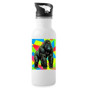 Gorilla - Trinkflasche mit integriertem Trinkhalm - Weiß - Rechts