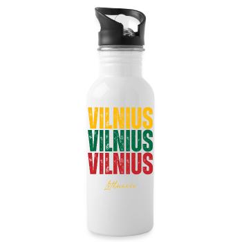 Vilnius Lithuania, I love Vilnius - Water bottle with straw - white - Right